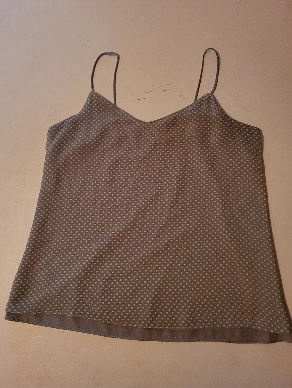 New York & Company Womens Tank Top Blouse XS Gray White Polka Dot Blouse Work